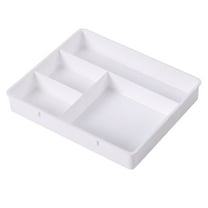 Btomtd 4 Compartment Desk Storage Box for Miscellaneous Household Stackable Storage Container for Stationery Small Items, White