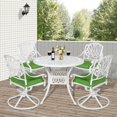 thumbnail image 5 of VIVIJASON 5-Piece Outdoor Patio Dining Set, All-Weather Cast Aluminum Conversation Set, Patio Furniture Set for Balcony Lawn Garden, Include 4 Swivel Chairs, 1 Round Table w/Umbrella Hole, White, 5 of 7