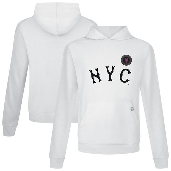 Men's Levelwear  White New York Mets City Connect Relay Core Logo Pullover Hoodie