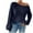 Blue, variant on GigrtiJin Women's off Shoulder Sweater Long Sleeve Loose Pullover Knitted Sweater Tops Solid Color Casual Comfy Blouse