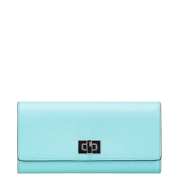 Pre-Owned Fendi Peekaboo Long Wallet 8M0427 Light Blue Leather Women's FENDI (Good)