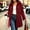 Wine, variant on MOONDU Women's Faux Suede Coat Pea Coat Hooded Button Down Mid-Length Drawstring Long Sleeve with Pockets Casual Fall Winter Daily Wear