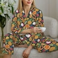thumbnail image 6 of Honeii Tropical Fruits print Women's Pajama Sets Long Sleeve Button Down Sleepwear Nightwear Soft Pjs Lounge Sets-X-Large, 6 of 7