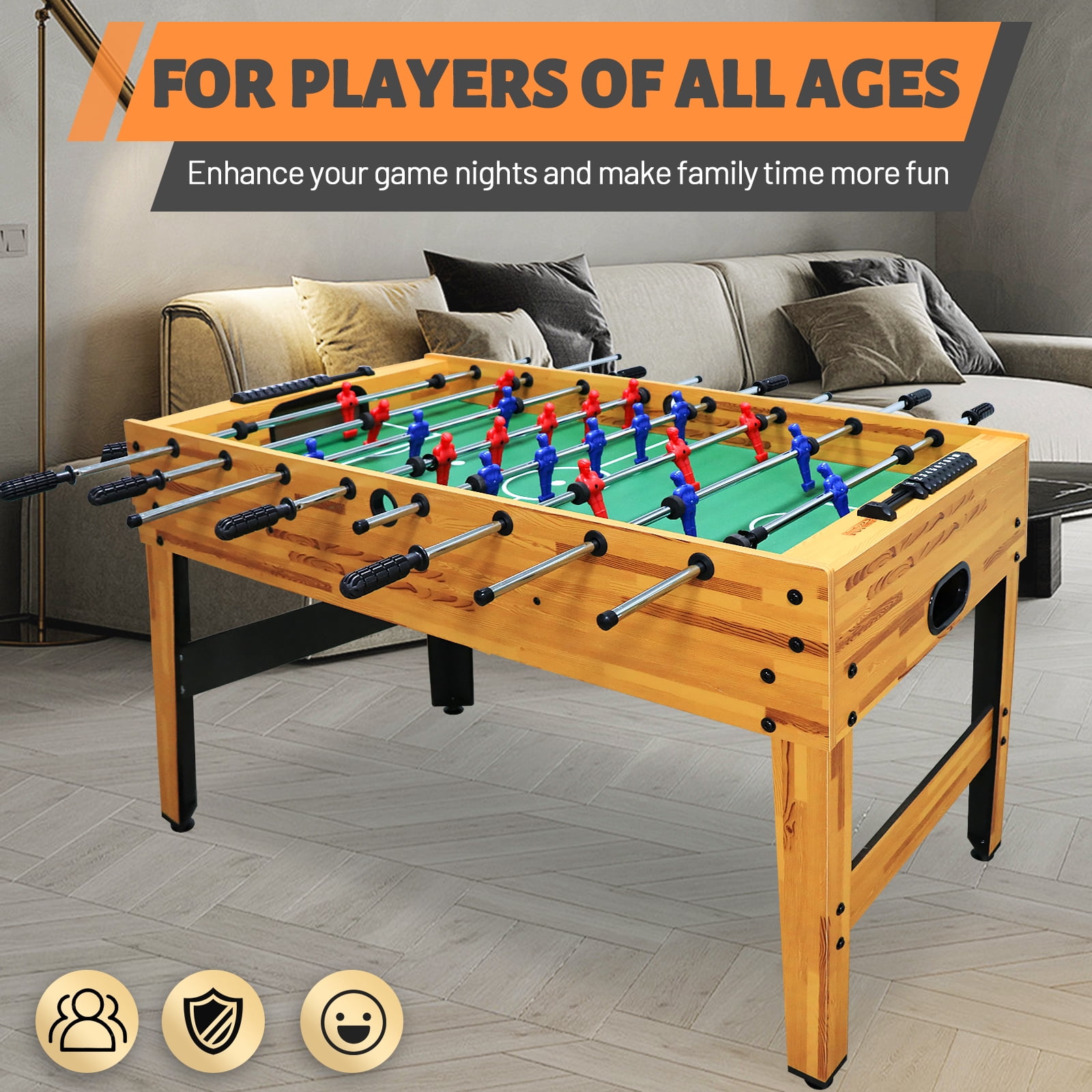 Seydrey 48-Inch Full-Size Foosball Table, Stand-Alone Soccer Set