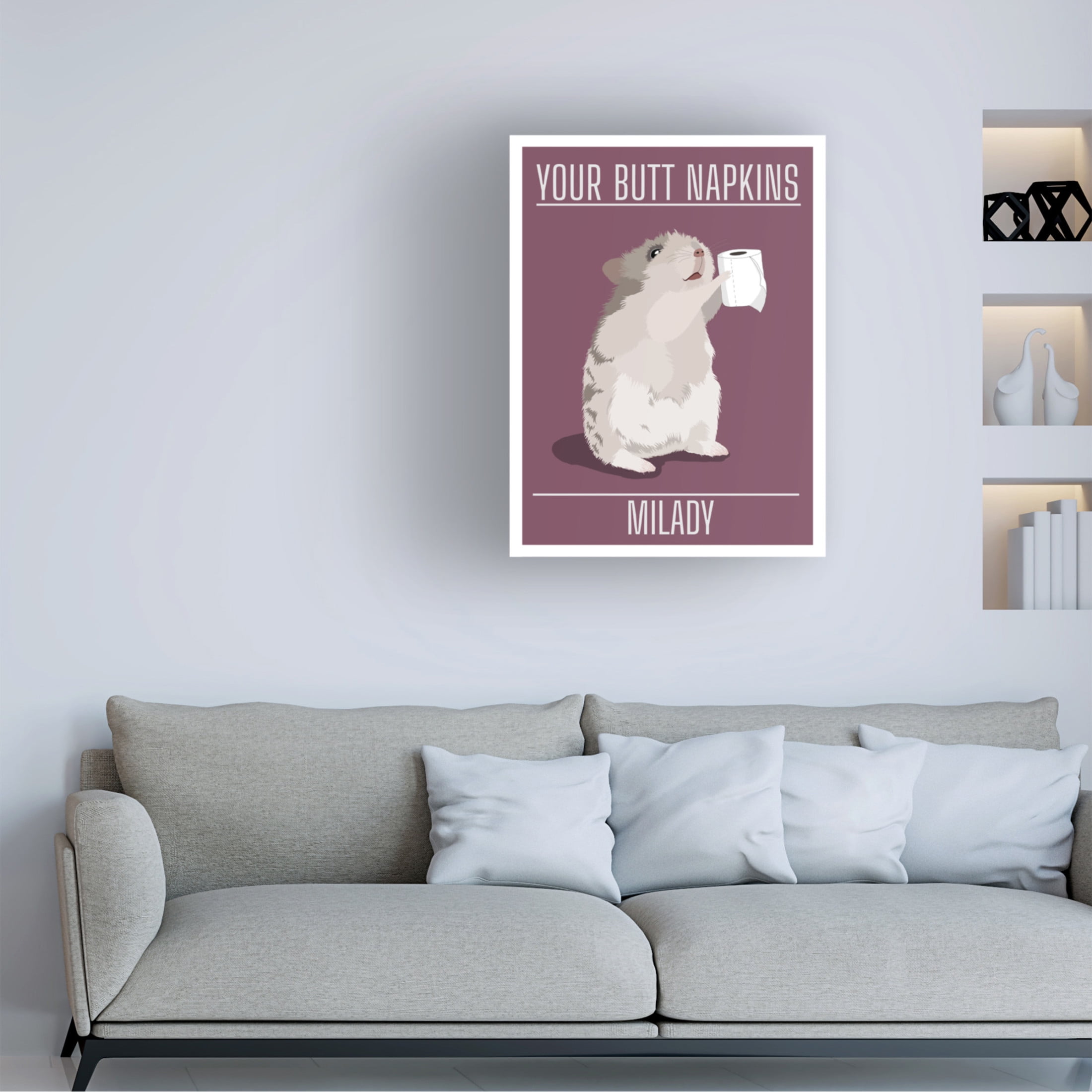 Canvas Wall Art - Bykammille  'Your Butt Napkins Milady' Wall Art for Living Room, Bedroom, or Office Décor by Trademark Fine Art - 14 x 19 Inches