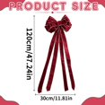 thumbnail image 3 of Christmas Tree Bow Ornaments, 47.24X11.81" Burgundy Velvet Large Pre‑Tied Holiday Bows, Gold‑Trimmed Xmas Decorative Bows with Long Streamers, Luxury Velvet Hanging Bow Decorations, Festive Big Bow, 3 of 7