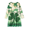 thumbnail image 5 of Girls St. Patrick's Day Dress Spring Boho Long Sleeve Shirred Smocked Tiered Party Dresses Khaki 5-6 Years, 5 of 6
