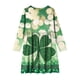thumbnail image 4 of Vestido de manga larga con cuello redondo para niñas, vestido elástico de manga larga, corte A, estilo patinador con volantes, vestido de recital escolar, vestido de manga larga con cuello redondo par, 4 of 5