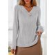 thumbnail image 4 of Camisa PRETTYGARDEN Mujer Manga Larga Cuello en V Acanalada Gris, 4 of 8