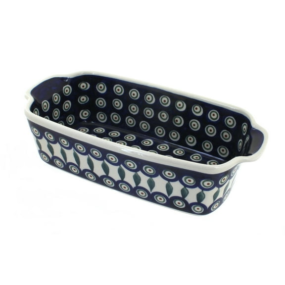 Blue Rose Polish Pottery Peacock Loaf Baker