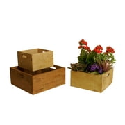 Wald Import Square Wood Crates Decorative Basket - Set of 3