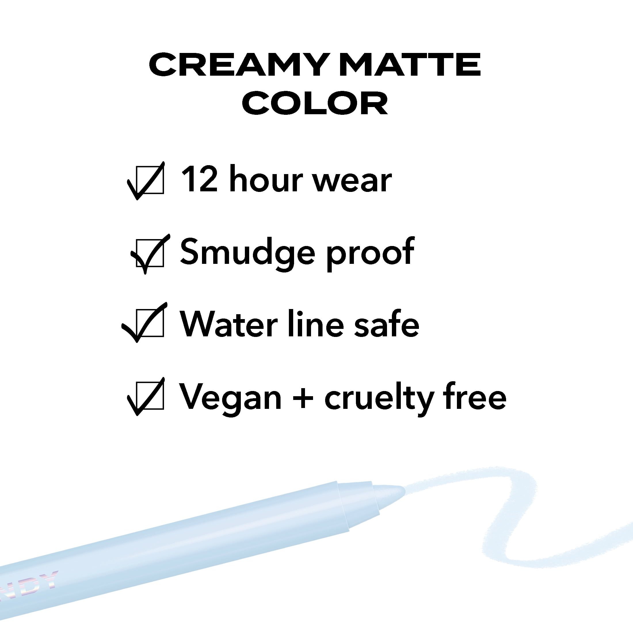 Hard Candy Party Lines Gel Eyeliner, Pencil Liner, 12HR Waterline Safe, Skyish Blue, Matte Baby Blue
