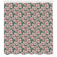 thumbnail image 3 of Floral Shower Curtain, Digitally Generated Detailed Budding Flowers Tropical Feels, Fabric Bathroom Set with Hooks, 69W X 75L Inches Long, Forest Green Multicolor, by Ambesonne, 3 of 3