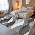 thumbnail image 5 of 5x8Ft Area Rugs Gray Stripes Non-Skid Rubber Backing Large Rectangle Rugs - Living Room Bedroom Home Office, Vintage Farmhouse Greyish Ripple Pattern Indoor Floor Mat Carpets Washable Rug, 5 of 9