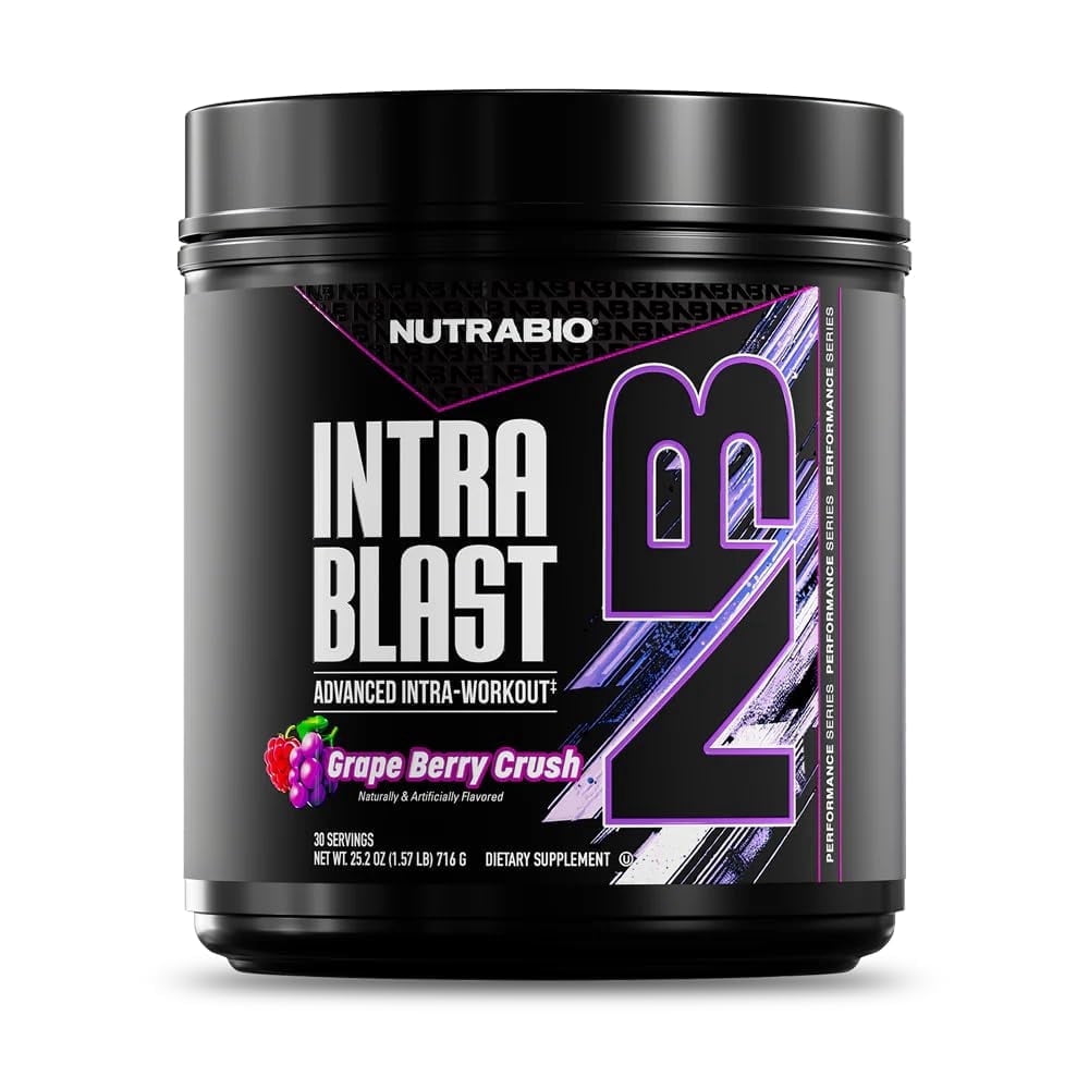 NutraBio Intra Blast BCAA EAA Electrolyte and Hydration Powder - Amino Acid Supplement, EAA/BCAA Powder - Non-GMO and Gluten Free - Grape Berry Crush- 30 Servings