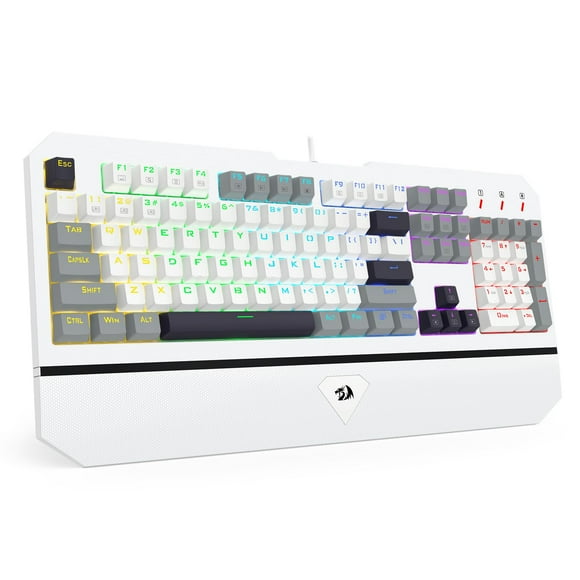 Redragon K558 Mechanical Gaming Keyboard Wired, Rainbow LED Backlit, Blue Switches, 104 Keys Anti-Ghosting, Wrist Rest, Metal Frame, Durable Keycaps for Computer PC Mac Xbox Gamers