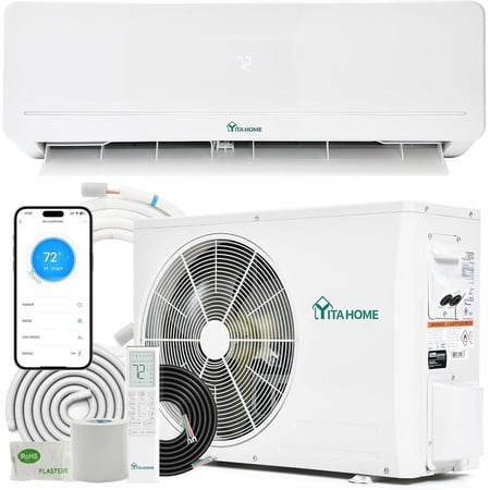 Dextrus 18000 BTU Mini Split Air Conditioner and Heat Pump, 230V 20 SEER2 Ductless Inverter AC Unit, WiFi Enabled Works with Alexa, Energy Efficient Cooling and Heating for Apartment Garage