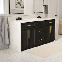Palisade 72" Bathroom Vanity with Dark Oak Cabinet and Engineered Marble Top