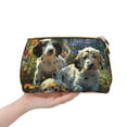 thumbnail image 4 of Naloa Sunflower Field Spotted Dog Leather Makeup Bag for Purse Travel, Portable Small Cosmetic Organizer for Women and Girls, Make up Bag with Zipper, 4 of 8