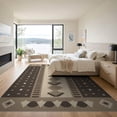 thumbnail image 3 of ODIKA 9'x12' Brown Beige Geometric Modern Border Washable Area Rug Contemporary Pattern with Shapes Non-Shedding, Easy Care for Master Suite, California King, Under Bed, 3 of 7