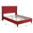 thumbnail image 2 of Queen Upholstered Platform Bed Frame with 51" Tall Headboard - Button Tufted Linen Bed - Burgundy - Oliver & Smith - Astor, 2 of 7