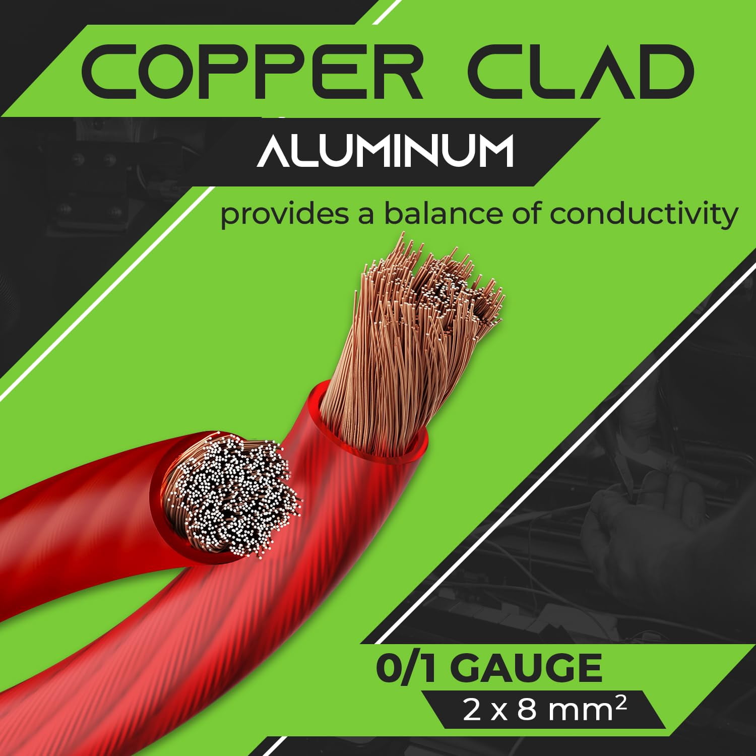 GearIT 1/0 Gauge Wire (25ft - Red) Copper Clad Aluminum CCA - Primary Automotive Wire Power/Ground, Battery Cable, Car Audio Speaker, RV Trailer, Amp, Wielding, Electrical 0ga AWG - 25 Feet