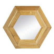 A&B Home Cameron Teak Wood Hexagon Wall Mirror - 18.5" x 18.5" x 0.7" - Natural