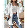 thumbnail image 3 of Women Knit Long Cardigan Long Sleeve Open Front Oversized Sweater Coat White L, 3 of 6
