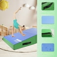 thumbnail image 3 of Kangaroo Hoppers 48" x 24" x 14" Gymnastics Cheese Mat, Incline Tumbling Mat for Kids Practise, Skill Training (Blue/Green), 3 of 10