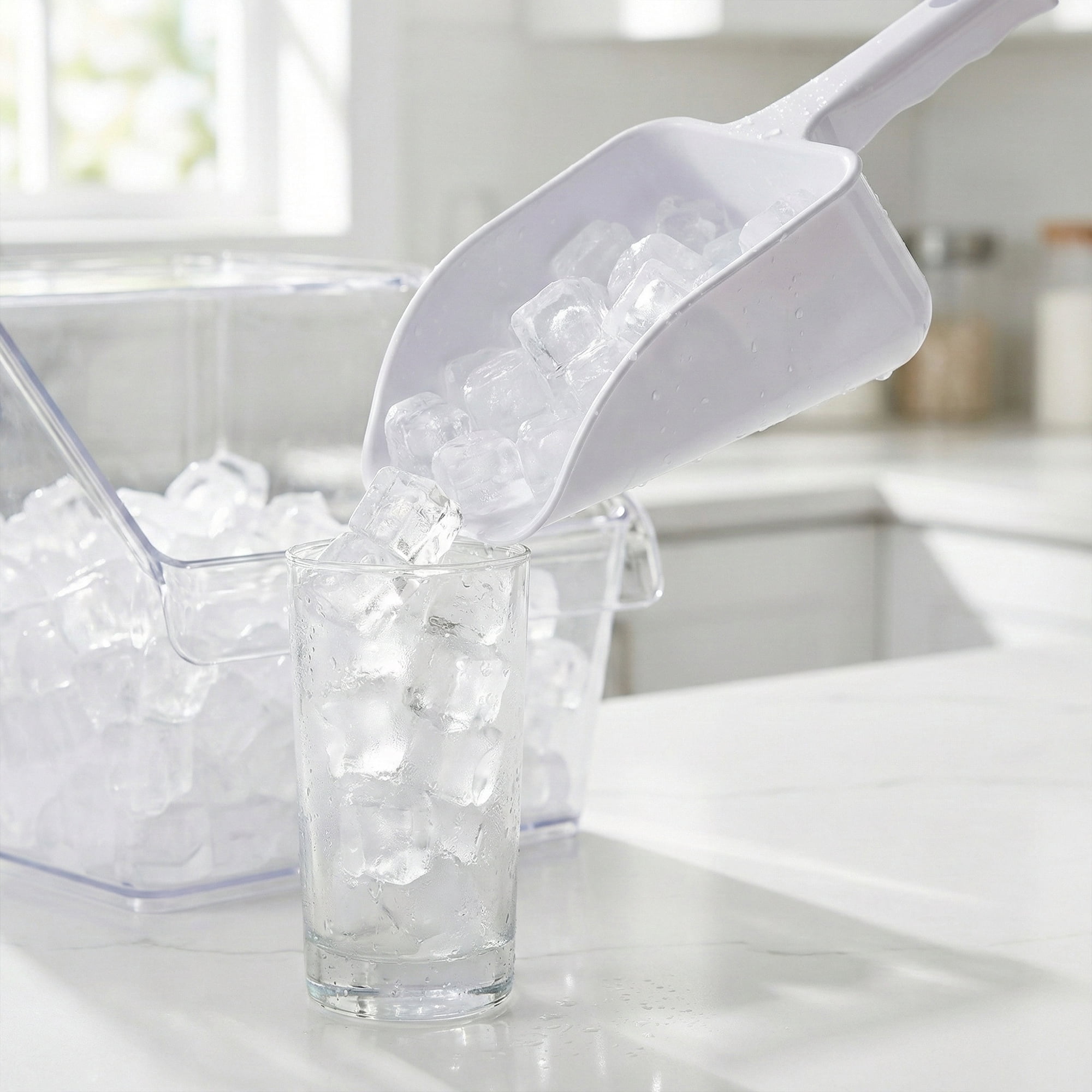 Unique Bargains Easy Clean Plastic Kitchen Use Ice Scoop White-3PCS 14.2*6.1inch