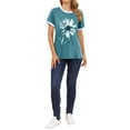 thumbnail image 5 of ZXSXSY Women Floral Printed Round Neck Short Sleeves Top, 5 of 6