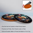 thumbnail image 4 of Fragmented Flowers Cool Round Microfiber Leather Coasters 6PCS - 11x11 cm/4.3x4.3 in - Set of Stylish Drink Mats for Home and Office, 4 of 6