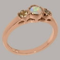 thumbnail image 3 of LBG British Made Solid 9k Rose Gold Natural Opal & Peridot Womens Anniversary Ring - 33 size options - Size 12, 3 of 7