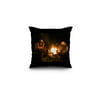 Cowboys Sleeping at Campfire - Lantern Press Photography (James T. Jones) (16x16 Spun Polyester Pillow, Black Border)
