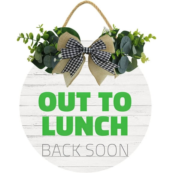 Eveokoki 12" Out To Lunch Signs For Office Door, Out To Lunch Be Back Soon Wood Door Sign For Dining Break Room,Food Kitchen,Office Work,Wood Sign,Business Sign