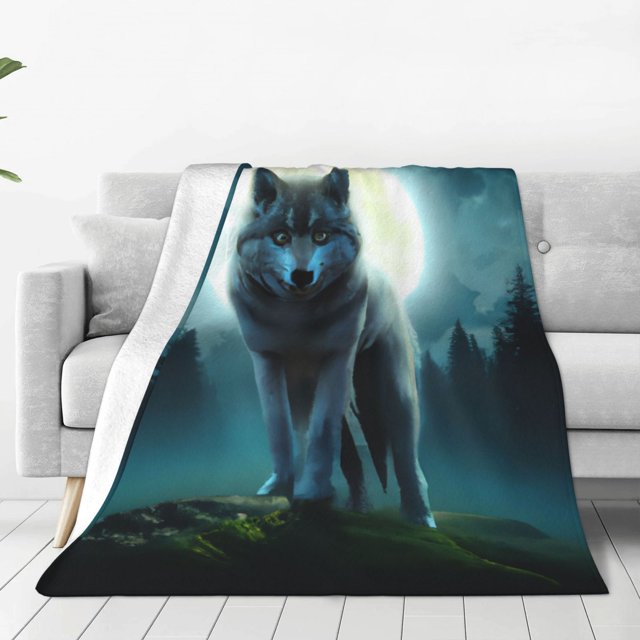 Balery Wolf Manta de Felpa Suave y Acogedora – Cobija de Franela Aterciopelada para Cama, Lavable y Cálida para Sofá, Mascotas, Transpirable-60"x50"