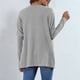 thumbnail image 3 of Blusa de mujer gris de cuello redondo y manga larga con bolsillos: clásica, informal y cómoda, talla L, 3 of 5