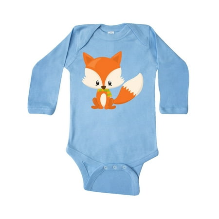 

Inktastic Cute Fox Wearing A Scarf Orange Fox Little Fox Gift Baby Boy or Baby Girl Long Sleeve Bodysuit