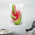 thumbnail image 1 of Modern Decor Tapestry, Fruit Ripe Watermelon Cuts with Splashes of Juice Drops Print, Wall Hanging for Bedroom Living Room Dorm Decor, 40W X 60L Inches, Red White and Fern Green, by Ambesonne, 1 of 2