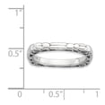 thumbnail image 2 of 2.25mm 925 Sterling Silver Patterned Stackable Polished Rhodium Plate Square Ring Size 7 Stackable Ring for Women, 2 of 2