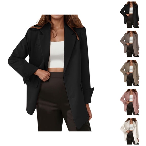 Casual Blazers for Women 2025 Long Sleeve Notch Lapel Collar Oversized Business Casual Work Office Jacket