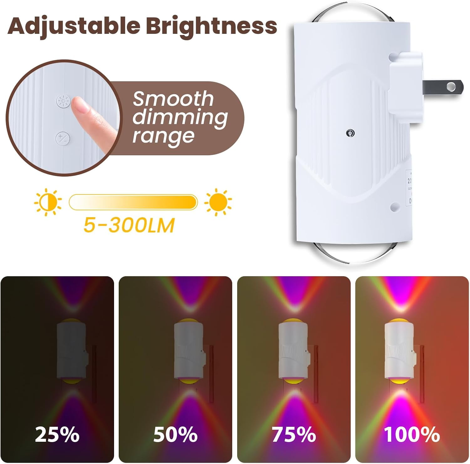 RGHJAR-Night Lights Plug into Wall, RGB Dimmable LED Night Light with 4 Adjustable Brightness, Automatic Nightlight Plug in with Smart Light Sensor for Nursery, Hallway, Bathroom, Bedroom (RGB)