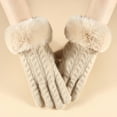 thumbnail image 6 of Besolor Women's Winter Warm Gloves Furry Cuff Thermal Cable Knit Thickened Full Fingers Glove for Cold Weather, 6 of 8
