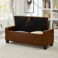 thumbnail image 3 of GZXS 48" W Storage Ottoman Bench, Brown PU Upholstered Button-Tufted Entryway Bench for Living Room, Bedroom, Hallway, 3 of 9