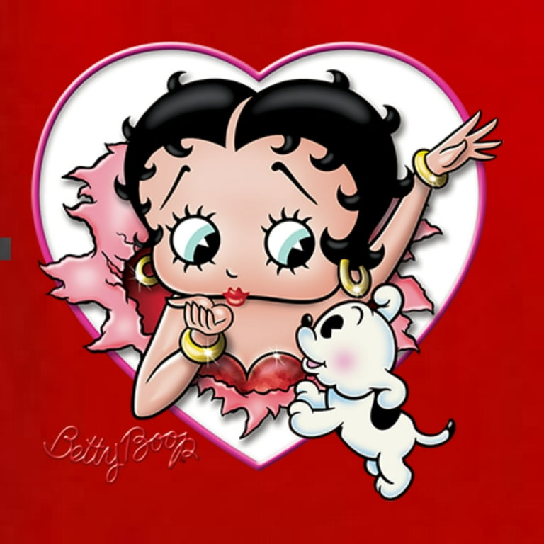 Wild Bobby Betty Boop Heart Blowing Kiss Dog Betty Boop Unisex Crewneck Sweatshirt Red 5X Large