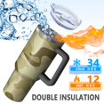 thumbnail image 3 of Camouflage 40oz Tumbler– Stainless Steel Insulated Tumbler with Handle and Straw, Large Capacity Travel Cup for Hot & Cold Drinks, 3 of 6