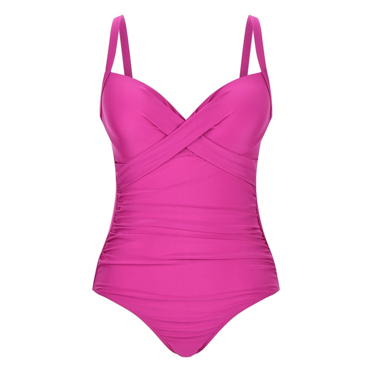 Sidefeel Women's Plus Size Tankini Swimsuits Two Piece Solid Color Push-up  Padded Tummy Control Swimwear Set Orange 3XL 22-24