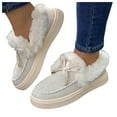 thumbnail image 1 of Leozcaa Pantoufles Mocassins pour Femmes en Microsuède Doublées Chaudes Confortables avec Nœud pour Intérieur Extérieur à Enfiler, 1 of 6