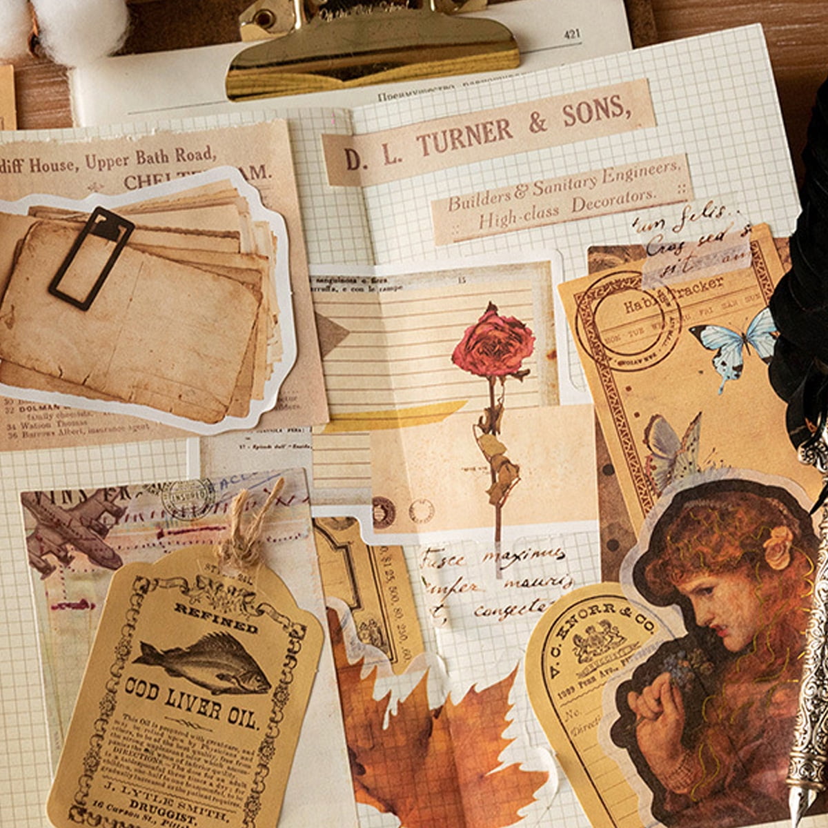 Marinada Lot De 500 Feuilles De Papier Vintage Pour Scrapbooking