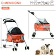 thumbnail image 5 of CL.HPAHKL Pet Stroller for Medium Small Dogs Dog Stroller Cat Stroller Foldable Jogging Travel 4 Wheels Waterproof and 360 Rotating Front Puppy Stroller with Mesh Windows,Orange, 5 of 7